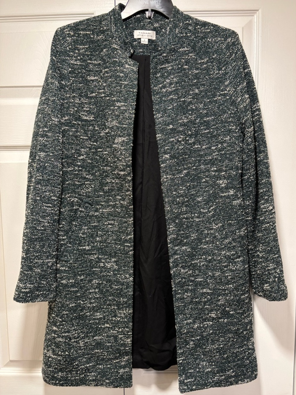 Tahari Arthur S Levine Textured Longline Open Front Blazer Jacket Size 6